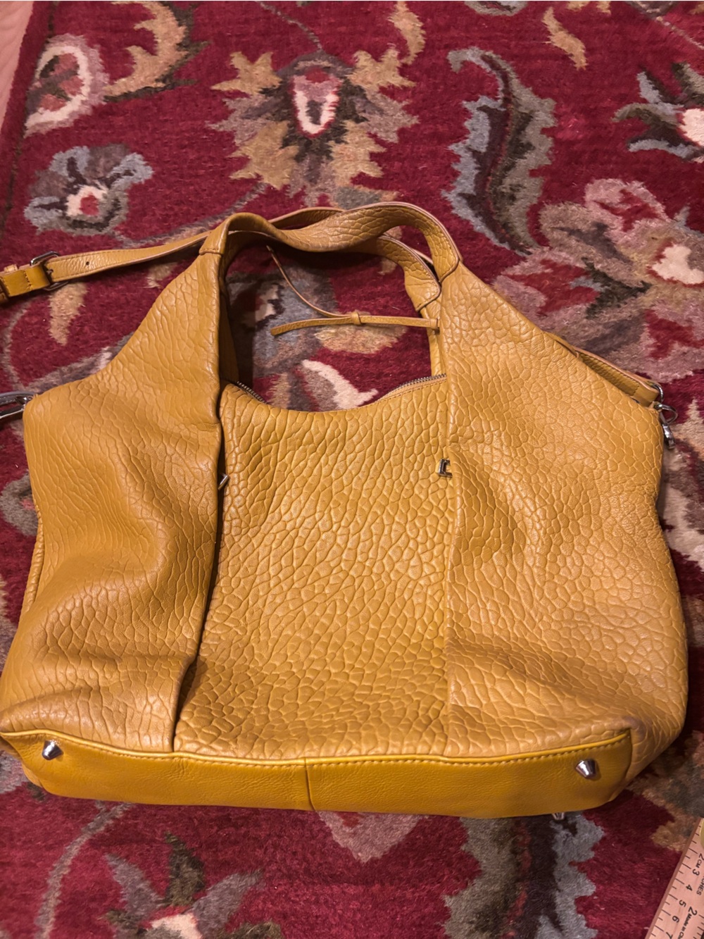 Vince Camuto Mustard Yellow Pebbled Leather Shoulder Bag - Women's Tote